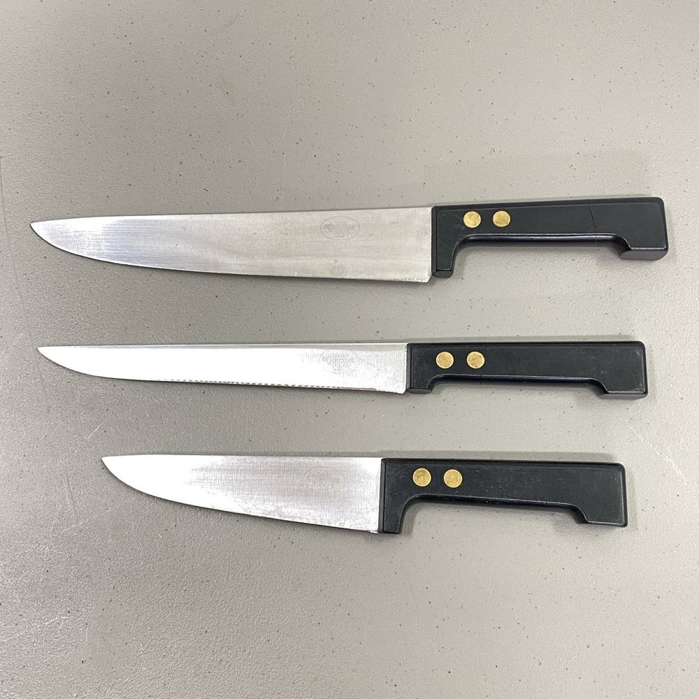 As Is Vintage Lot of 3 Dansk Gourmet Designs France Kitchen Chef Knives Damaged